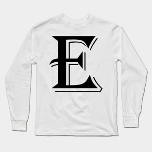 Black Letter E in vintage style Long Sleeve T-Shirt